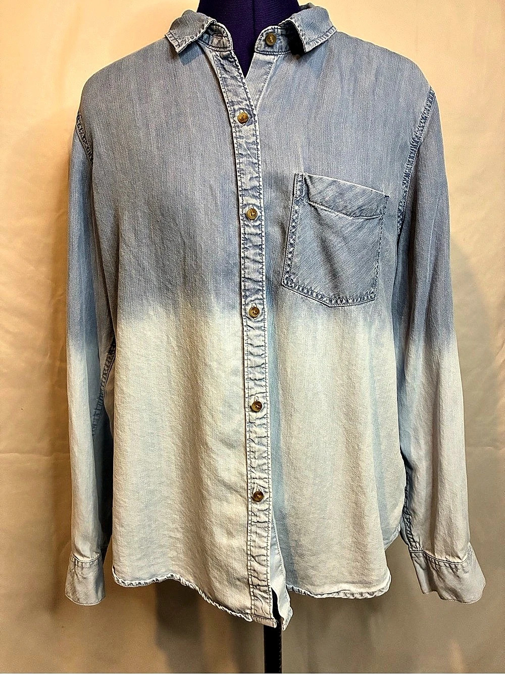 Time and Tru Denim Button Down in Blue Size Large